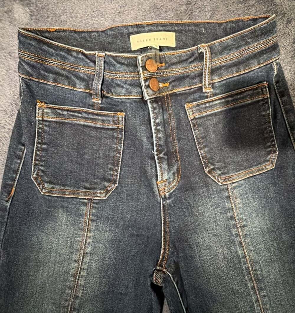 Risen Jeans High Rise Bootcut Double Waistband Front Patch Pocket Jeans Size 9